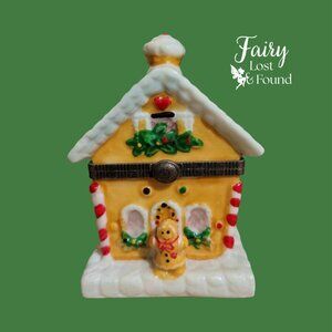 ABBOTT Gingerbread House Porcelain Hinged Trinket Box